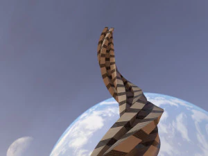 विज्ञान फाई टॉवर कंक्रीट और खिड़कियां 3D मॉडल