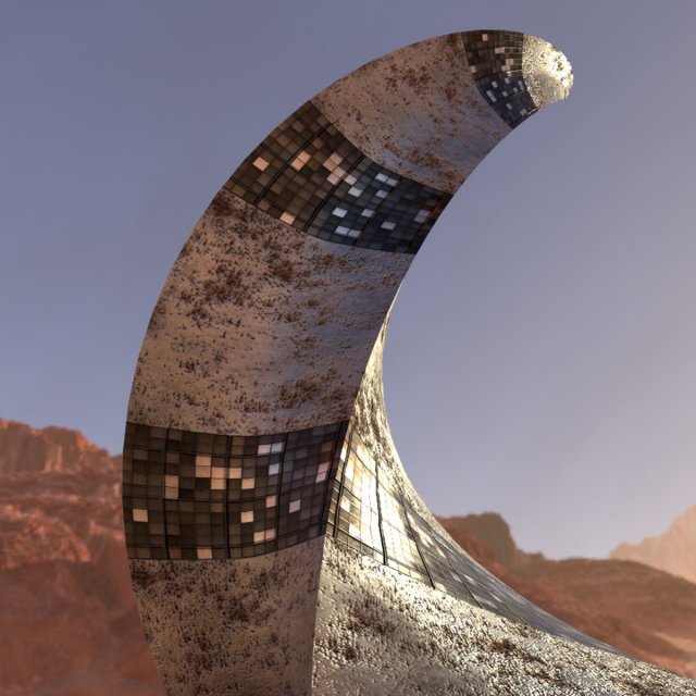 post apocalyptic rusted building night windows Modelo 3D .c4d .max .obj .3ds .fbx .stl .blend 