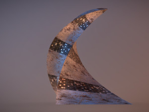 post apocalyptic rusted building night windows Modelo 3D