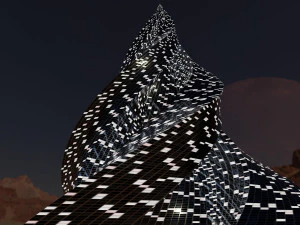 pyramid building night windows 3D Model