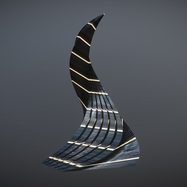 twisted layered tower glass 3D Модель .c4d .max .obj .3ds .fbx .stl .blend 