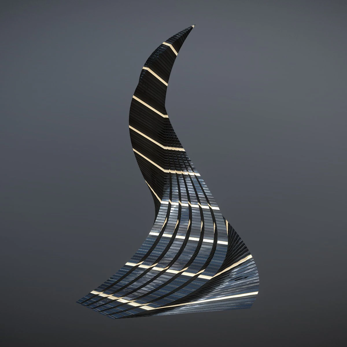 twisted layered tower glass 3D Model .c4d .max .obj .3ds .fbx .stl .blend 