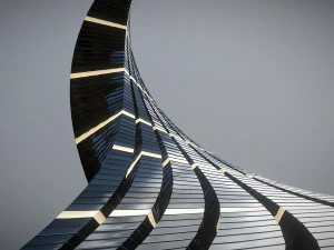 twisted layered tower glass 3D Model