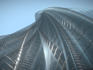 tube building glass cage 3D 模型