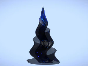 나선형 피라미드 검은 유리 3D 모델