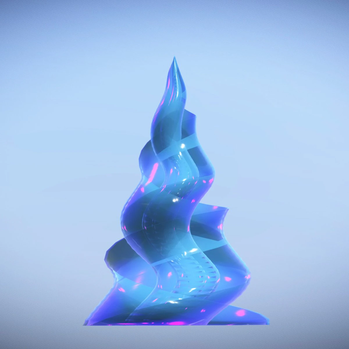 spiral pyramid blue glass 3D Model .c4d .max .obj .3ds .fbx .stl .blend 