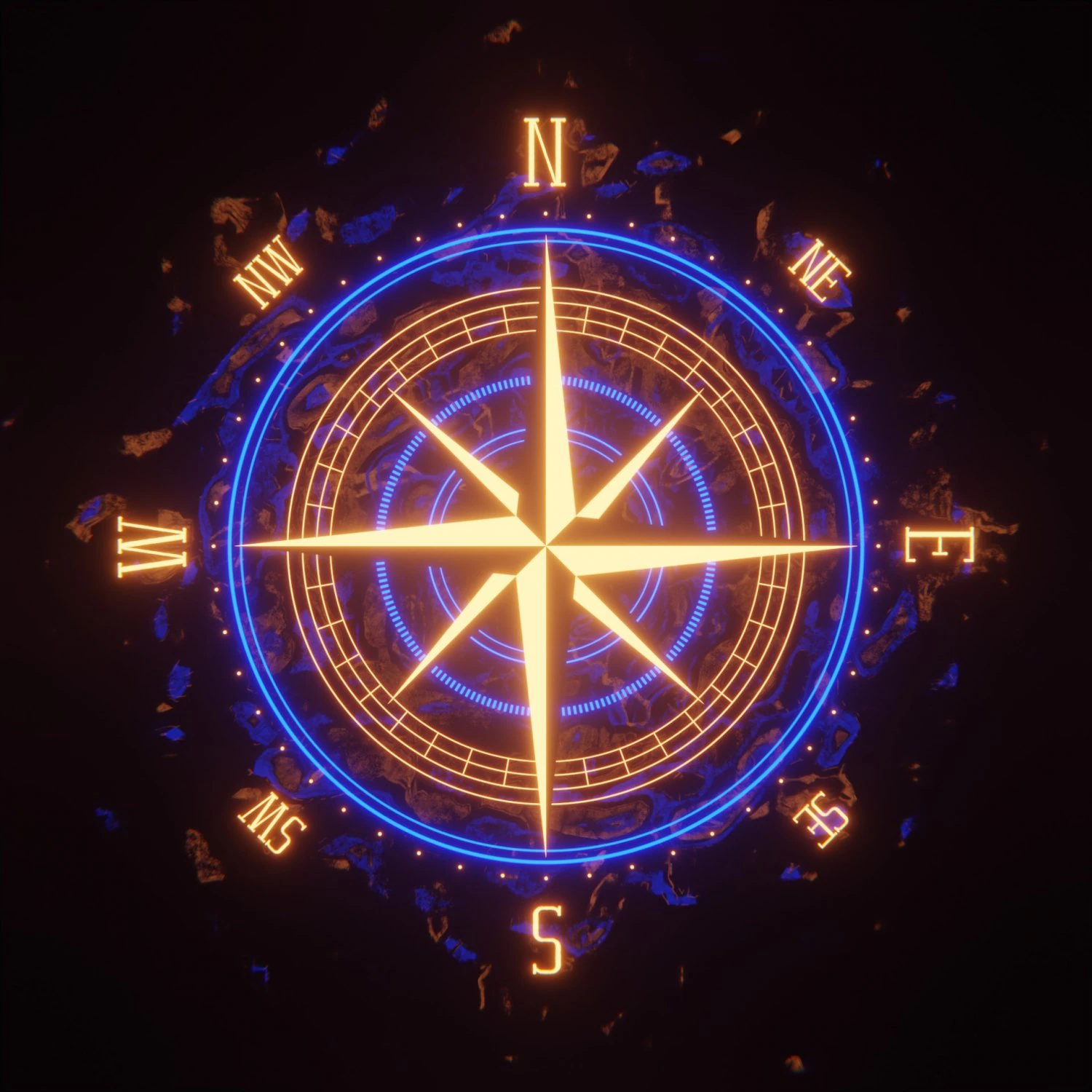 compass rose 3D Model .c4d .max .obj .3ds .fbx .stl .blend 