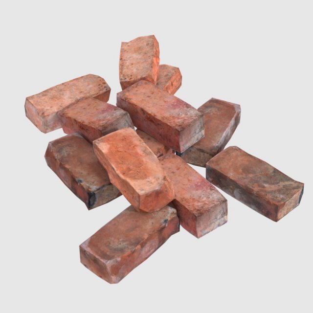 red bricks pack low-poly and photoscanned 3D Модель .c4d .max .obj .3ds .fbx .stl .blend 