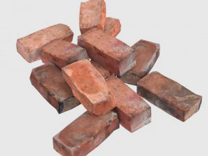 red bricks pack low-poly and photoscanned 3D Model