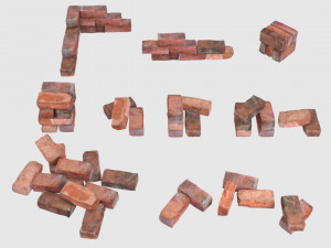 red bricks pack low-poly and photoscanned 3D Модель