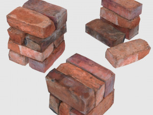 red bricks pack low-poly and photoscanned 3D Модель