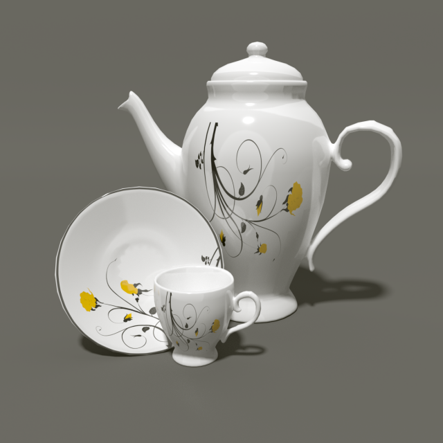 tea set Model 3D .c4d .max .obj .3ds .fbx .stl .blend 