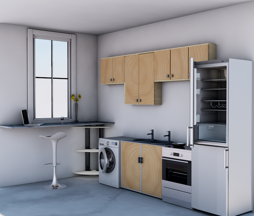 Contemporary Kitchen Interior Free 3d Model In Kitchen 3dexport