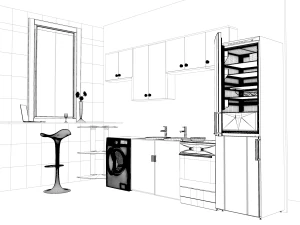 contemporary kitchen interior 3D Model