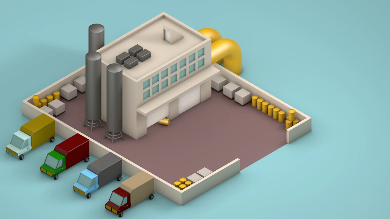 low poly factory 3D Model .c4d .max .obj .3ds .fbx .stl .blend 