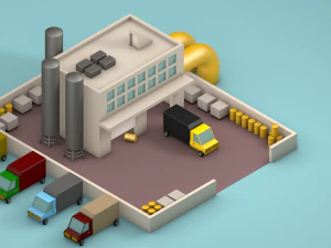 low poly factory 3D Model
