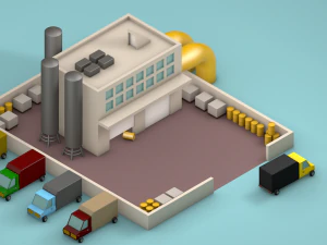low poly factory 3D Model