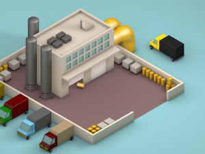 low poly factory 3D Model