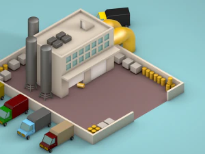 low poly factory 3D Model