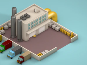 low poly factory 3D Model