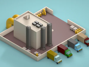 low poly factory 3D Model