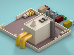 low poly factory 3D Model
