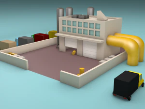 low poly factory 3D Model