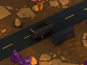 low poly desert scene plus bus 3D Model