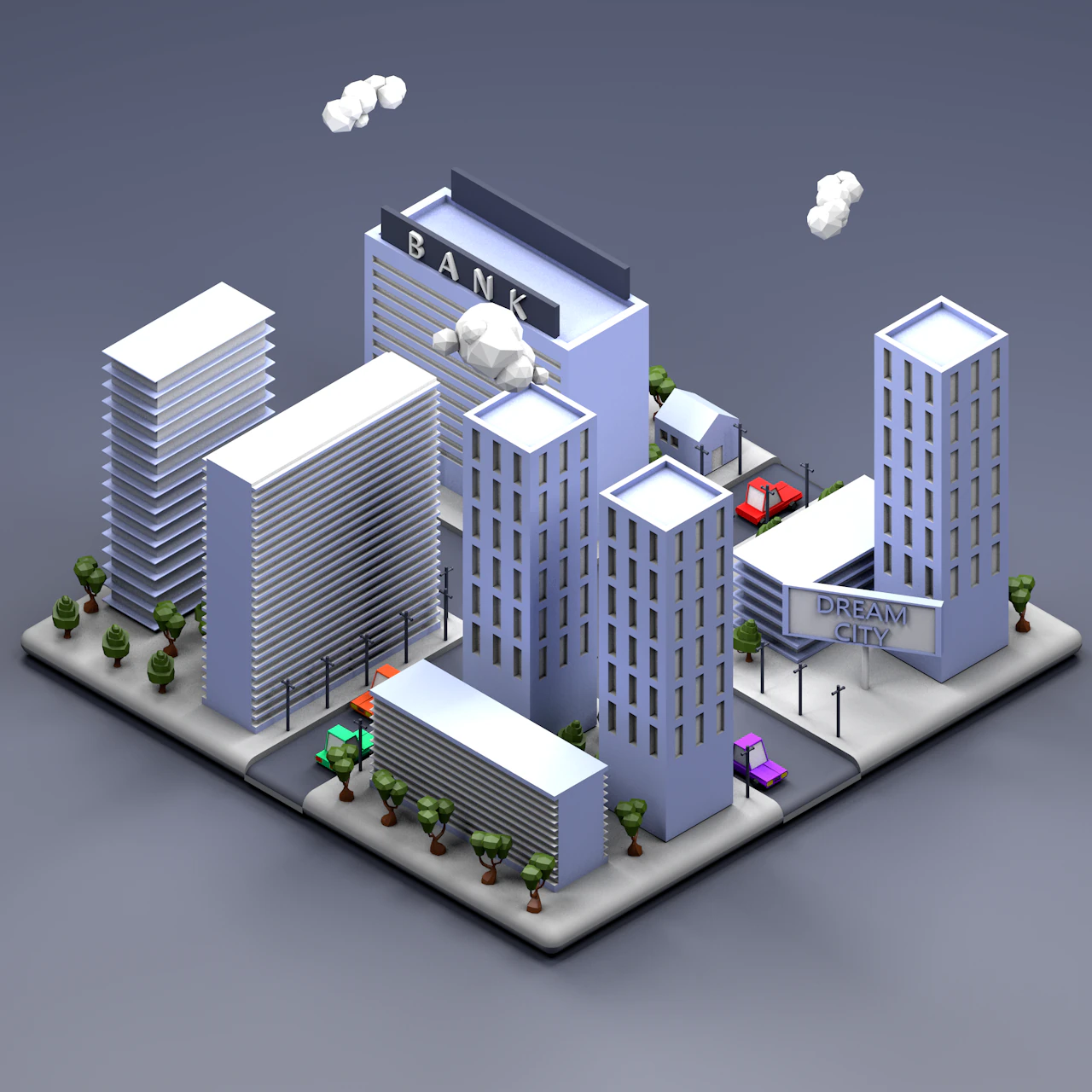 cidade lowpoly Modelo 3D .c4d .max .obj .3ds .fbx .stl .blend 