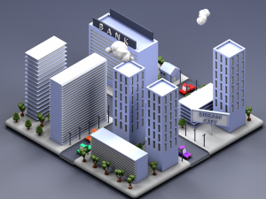 lowpoly city Modèle 3D