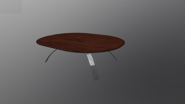 wooden table chrome legs Model 3D .c4d .max .obj .3ds .fbx .stl .blend 