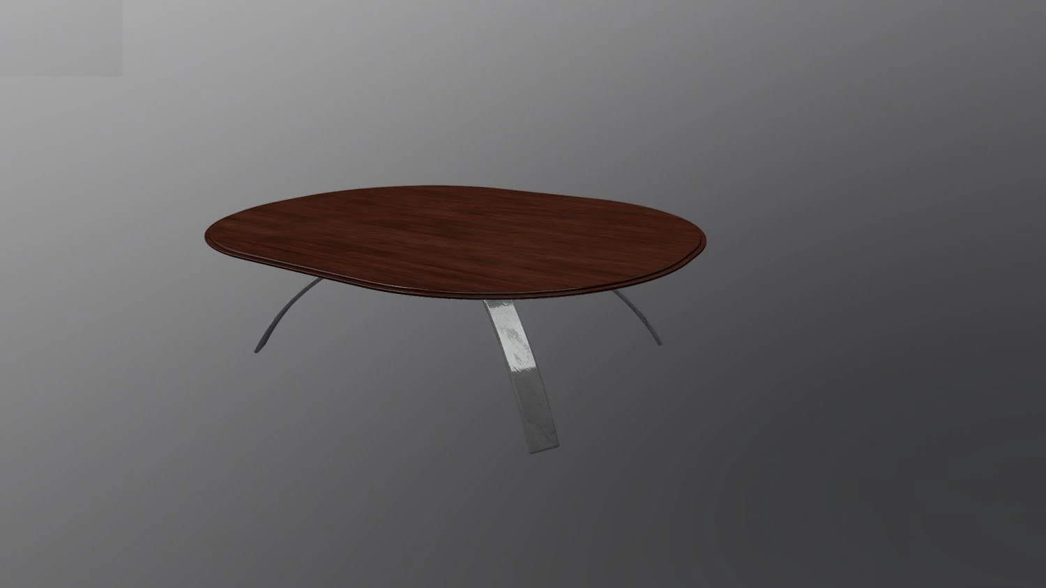 wooden table chrome legs 3D Model .c4d .max .obj .3ds .fbx .stl .blend
