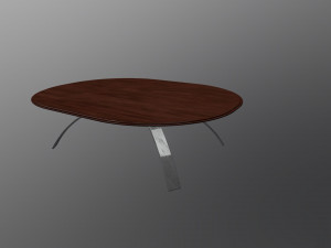 wooden table chrome legs 3D Model