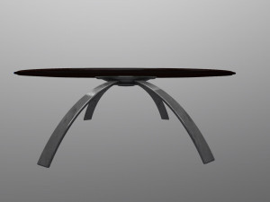 wooden table chrome legs Model 3D