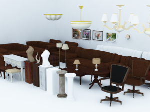 classic furniture and props 3D-Modell