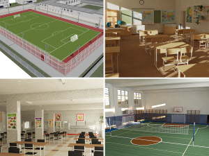 school scene 3D-Modell