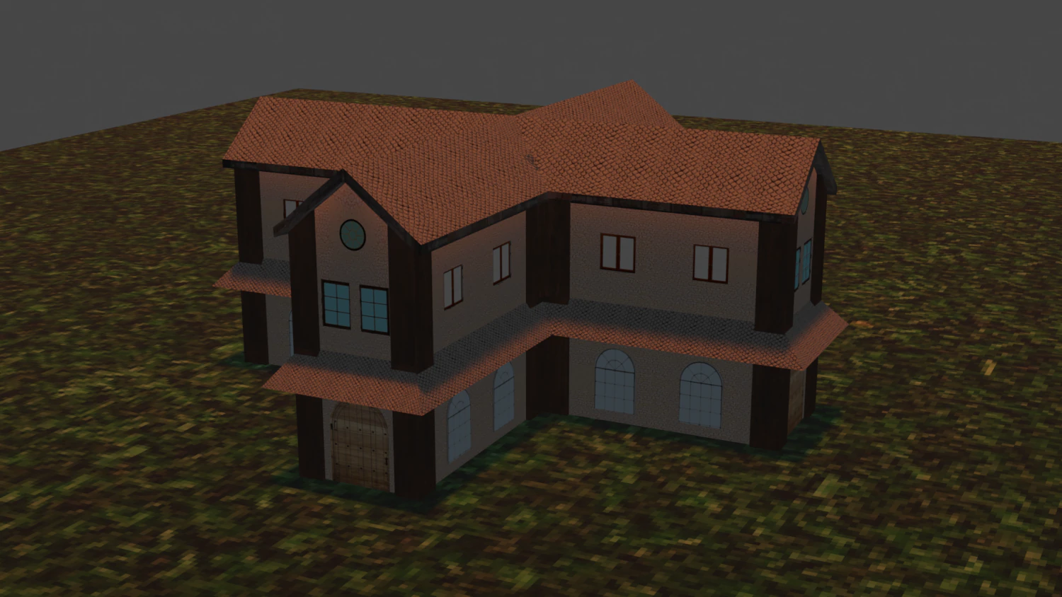 cruciform medieval house 3D Model .c4d .max .obj .3ds .fbx .stl .blend 