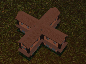 cruciform medieval house 3D Model