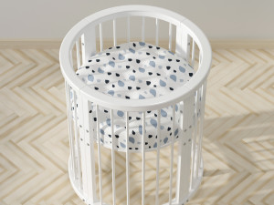 baby bed white modern round crib in scandinavian style 3D Modell