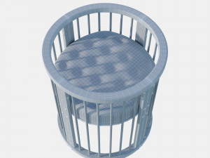 baby bed white modern round crib in scandinavian style 3D Modell