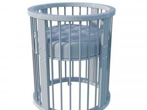 baby bed white modern round crib in scandinavian style 3D Modell