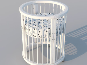baby bed white modern round crib in scandinavian style 3D Modell