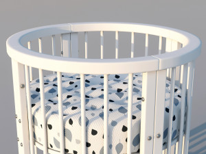 baby bed white modern round crib in scandinavian style 3D Modell