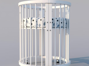 baby bed white modern round crib in scandinavian style 3D Modell