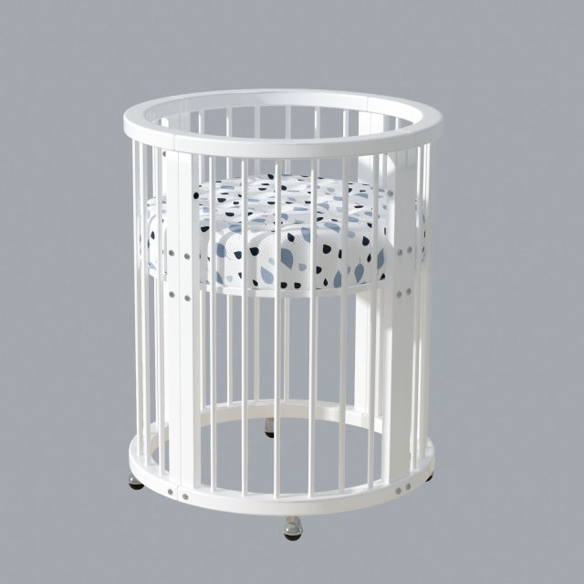 baby bed white modern round crib in scandinavian style 3D Modell .c4d .max .obj .3ds .fbx .stl .blend