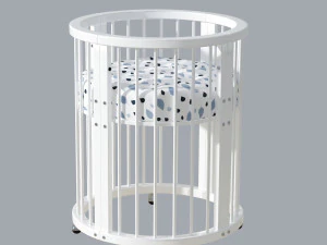 baby bed white modern round crib in scandinavian style 3D Model