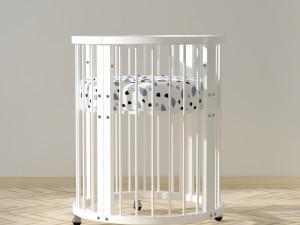 baby bed white modern round crib in scandinavian style 3D Modell