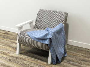 ozy comfortable chair with a knitted blanket 3D Model