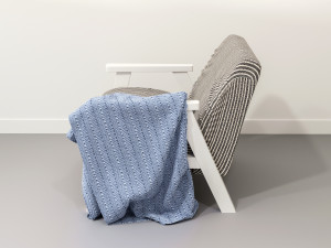ozy comfortable chair with a knitted blanket Model 3D