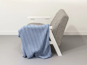 ozy comfortable chair with a knitted blanket 3D Model